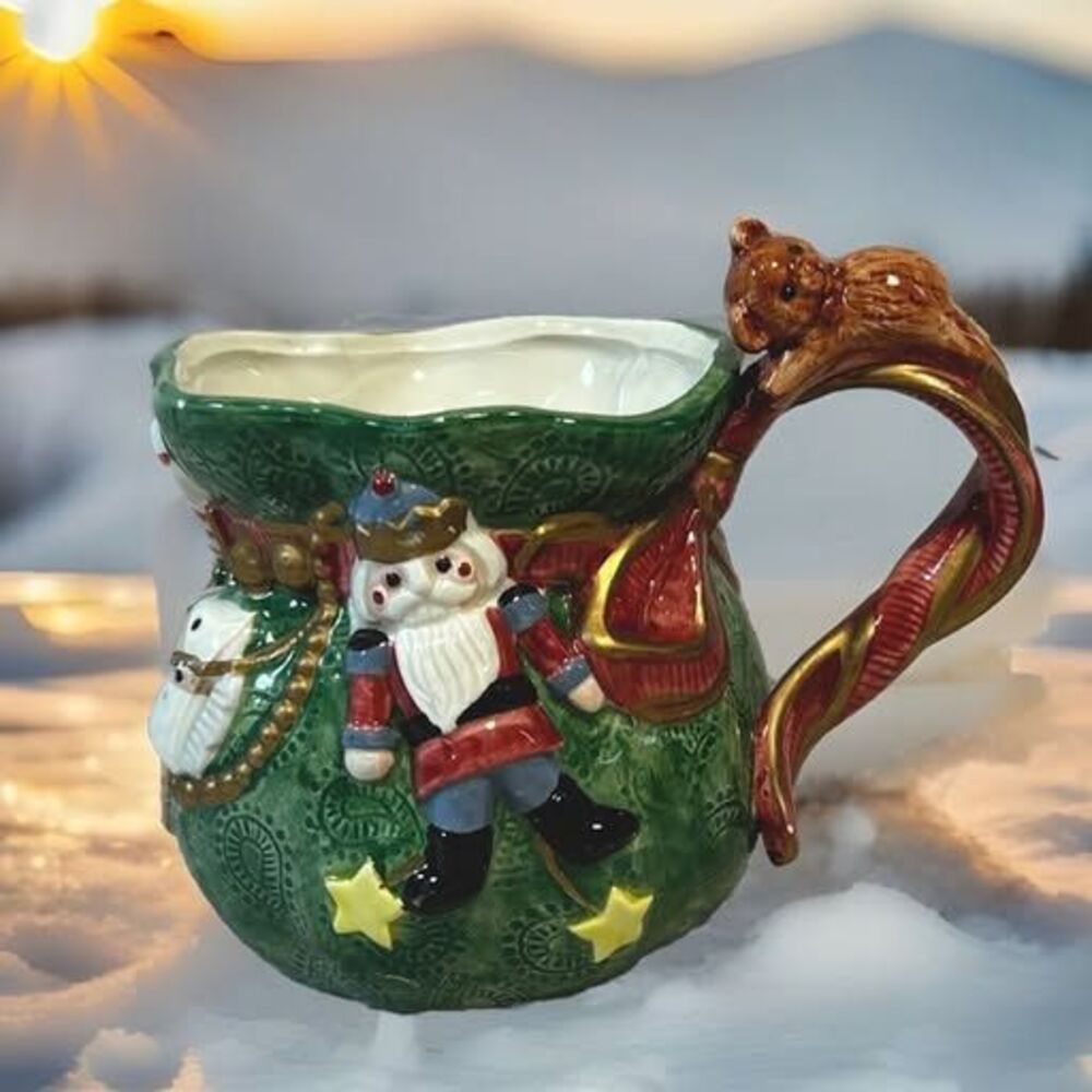 1993 Fitz & Floyd Christmas Santa Bag Nutcracker Coffee Tea Mug Retired—EUC